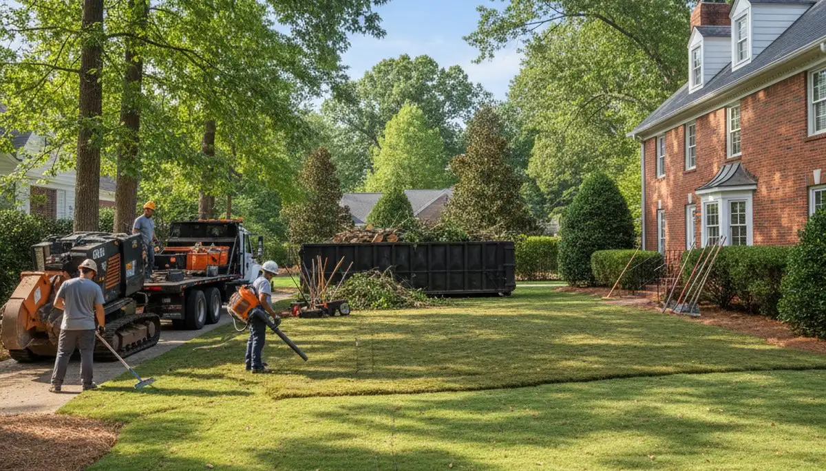 Tree removal cleanup with stump grinding and debris cleared at a restored yard in Atlanta, GA