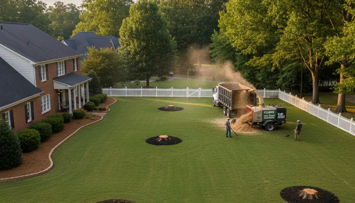Clean yard after professional tree removal and stump grinding service in Atlanta, GA