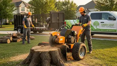 Professional stump removal service in Atlanta GA clearing tree stumps from residential yard