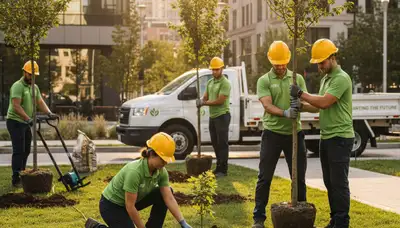 Arborists planting new trees in Atlanta GA for Chop Chop Tree professional tree planting service