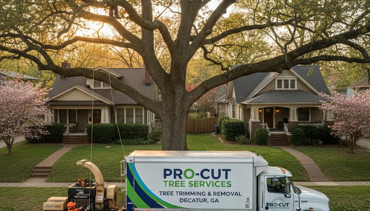 Professional tree removal service in Atlanta GA clearing large oak safely