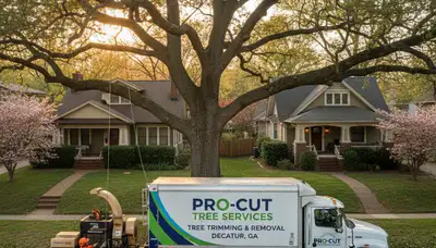 Professional tree removal service in Atlanta GA clearing large oak safely