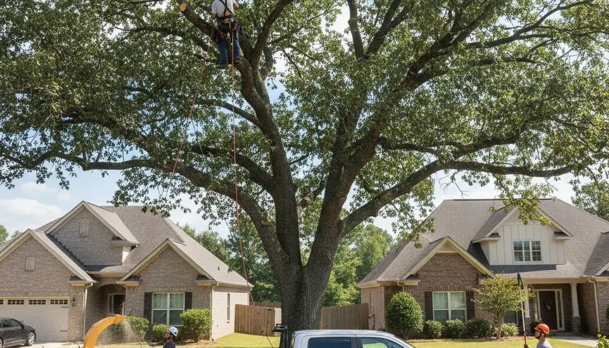 Professional tree removal service in Atlanta GA clearing large oak safely