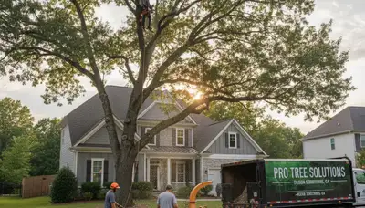 Professional tree removal crew working in Atlanta, GA for local tree service company