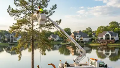 Professional tree removal service in Atlanta GA safely cutting and clearing large oak tree branches
