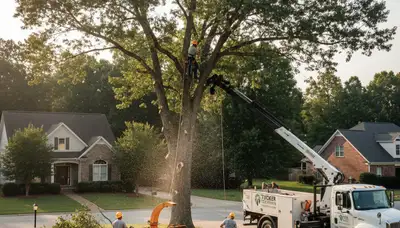 Professional tree removal service in Atlanta GA safely cutting and clearing large trees