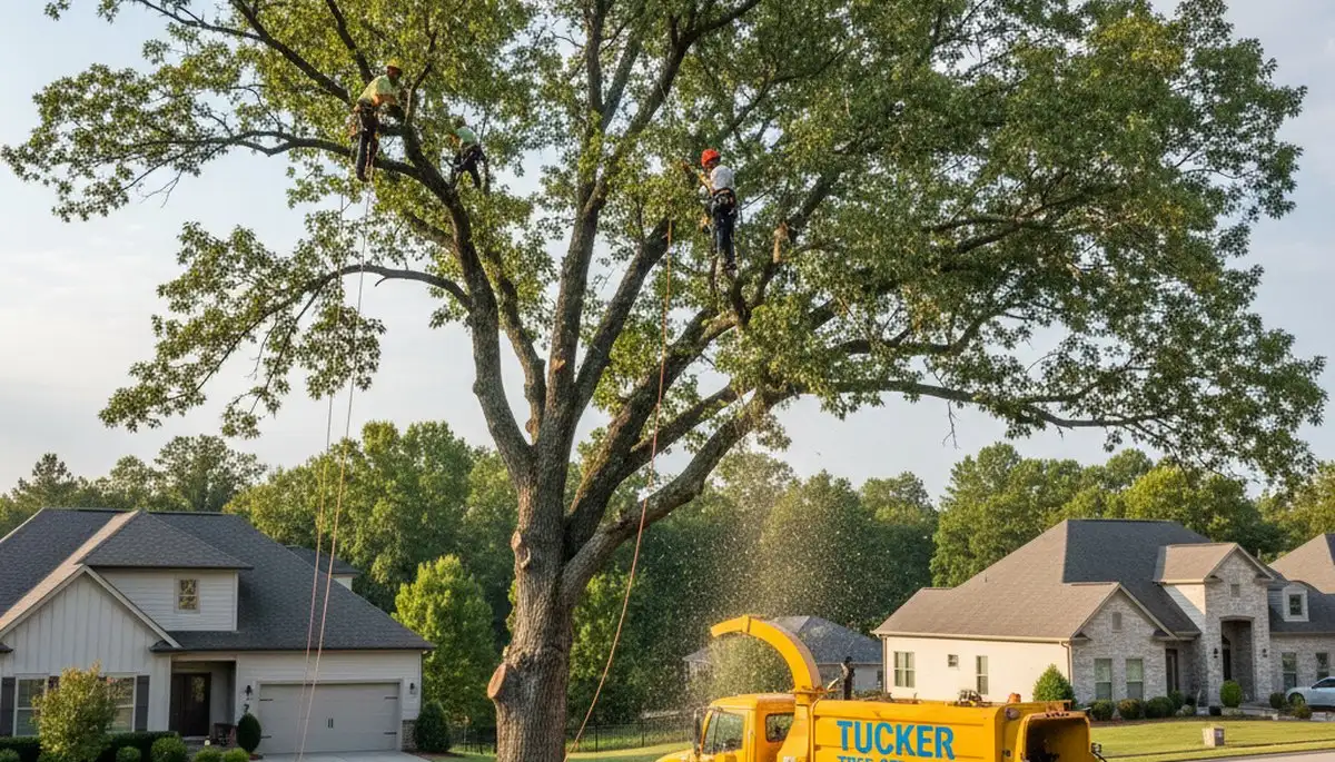 Professional tree removal service in Atlanta GA safely cutting and clearing large trees